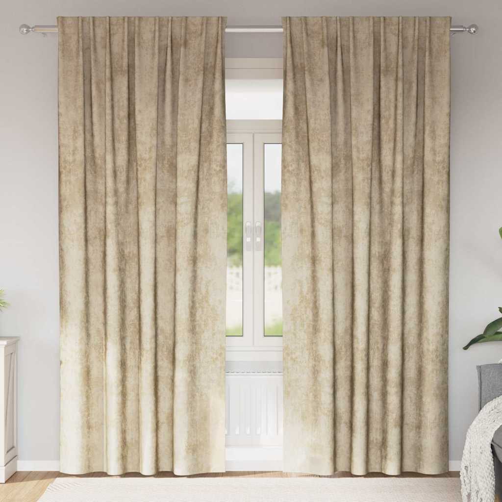 Vidaxl velvet gordijnen met gordijnen 2 pcs crème 245 x 140 cm fluweel