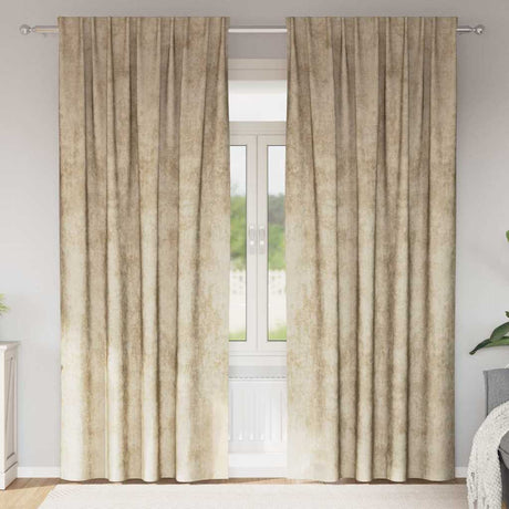 Vidaxl velvet gordijnen met gordijnen 2 pcs crème 245 x 140 cm fluweel