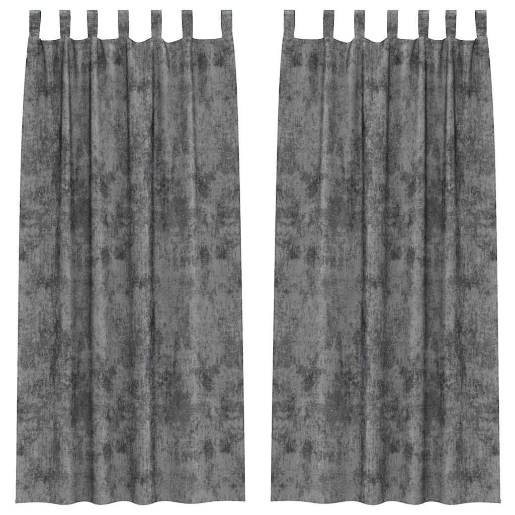 Vidaxl velvet gordijnen met gordijnen 2 pcs grijs 225 x 140 cm fluweel