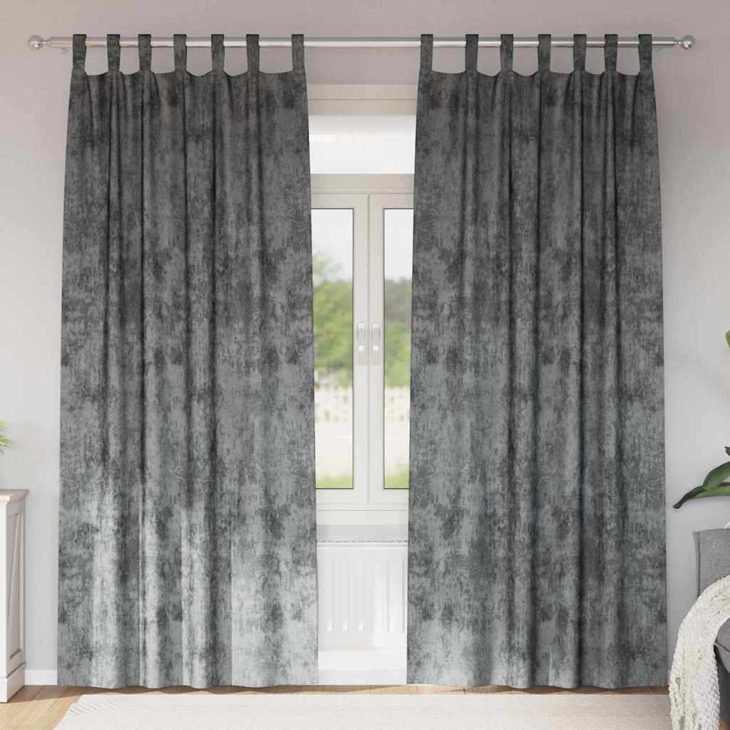 Vidaxl velvet gordijnen met gordijnen 2 pcs grijs 245 x 140 cm fluweel