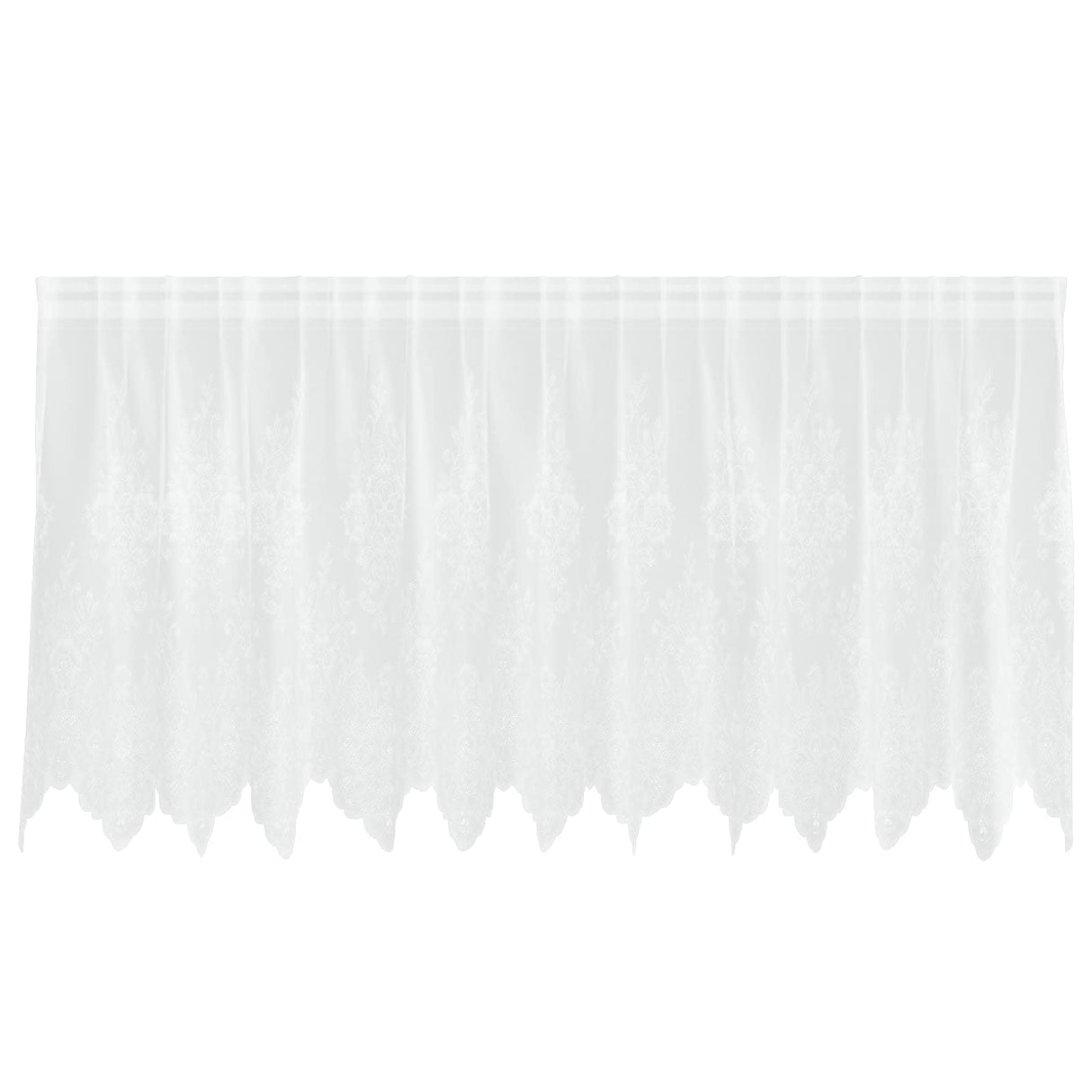 Vidaxl kantgordijn met gordijnen bloemen wit 80 x 300 cm polyester