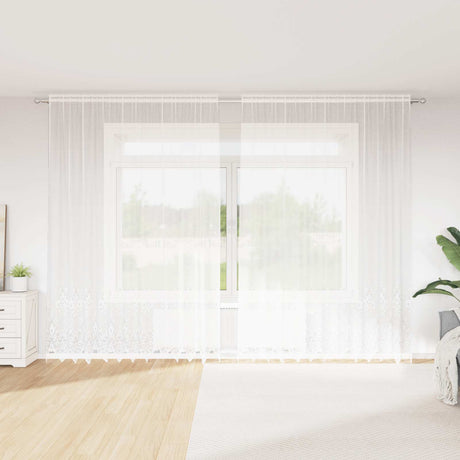 Vidaxl kantgordijn met gordijnen bloemen wit 260 x 300 cm polyester