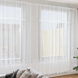 Vidaxl kantgordijn met gordijnen bloemen wit 300 x 1200 cm polyester