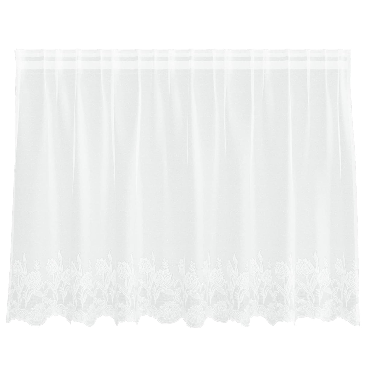 Vidaxl kantgordijn met gordijnen bloemen wit 80 x 200 cm polyester