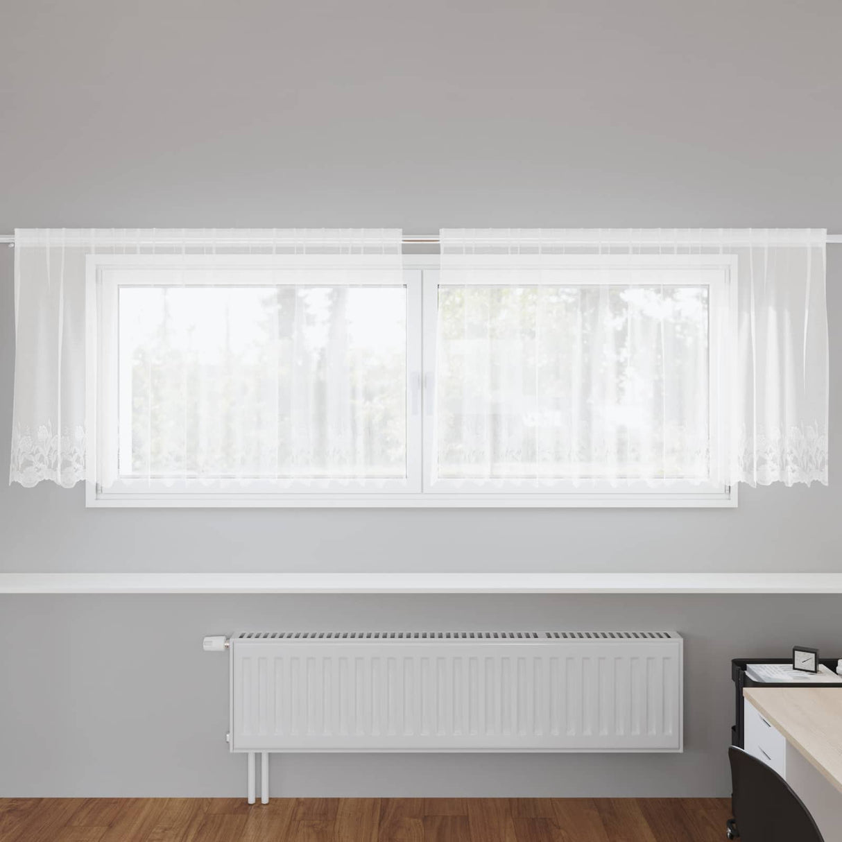 Vidaxl kantgordijn met gordijnen bloemen wit 100 x 300 cm polyester