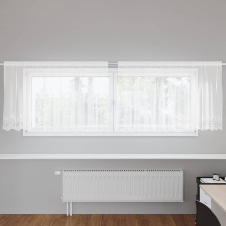 Vidaxl kantgordijn met gordijnen bloemen wit 100 x 300 cm polyester
