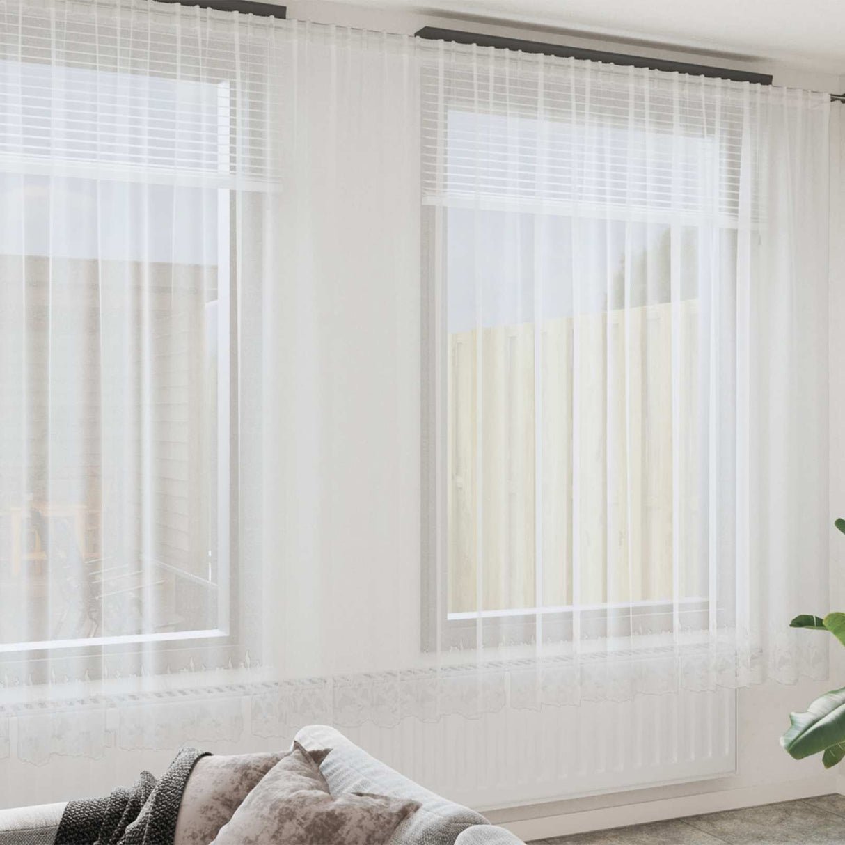 Vidaxl kantgordijn met gordijnen wit 1200 x 280 cm polyester