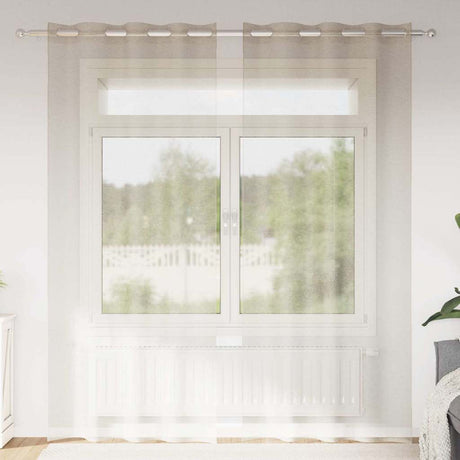 Vidaxl voile gordijn met gordijnen 2 pcs zand 225 x 140 cm polyester