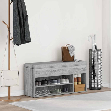 Vidaxl schoenenbank 102x30,5x45cm bewerkt hout grijs sonoma eikenkleur