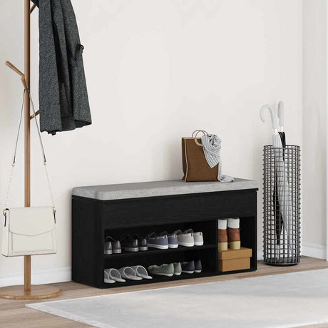Vidaxl schoenenbank 102x30,5x45 cm spaanplaat zwart eikenkleurig