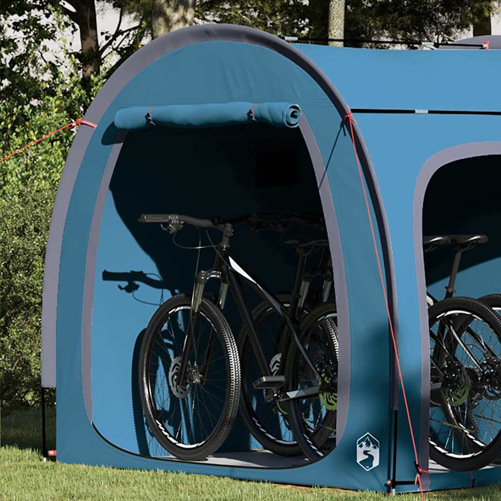 Vidaxl fietstent met dak met opslag blauw 218 x 156 x 180 cm