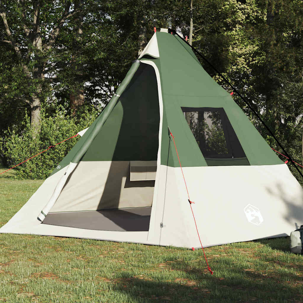 Vidaxl tipi tent met dak met opslag groen 383 x 338 x 217 cm taft