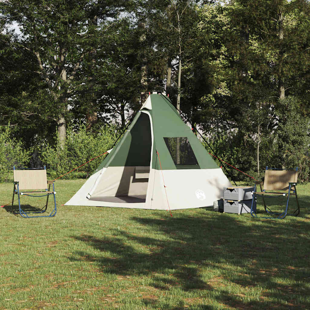 Vidaxl tipi tent met dak met opslag groen 383 x 338 x 217 cm taft