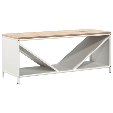 Vidaxl brandhoutrek met houten blad 100,5x35,5x40 cm wit