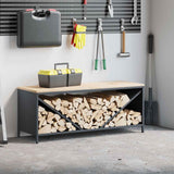 Vidaxl brandhoutrek met houten blad 100,5x35,5x40 cm antracietkleurig