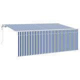 Vidaxl inklapbaar zonnescherm gestreept blauw 350 x 200 cm stof