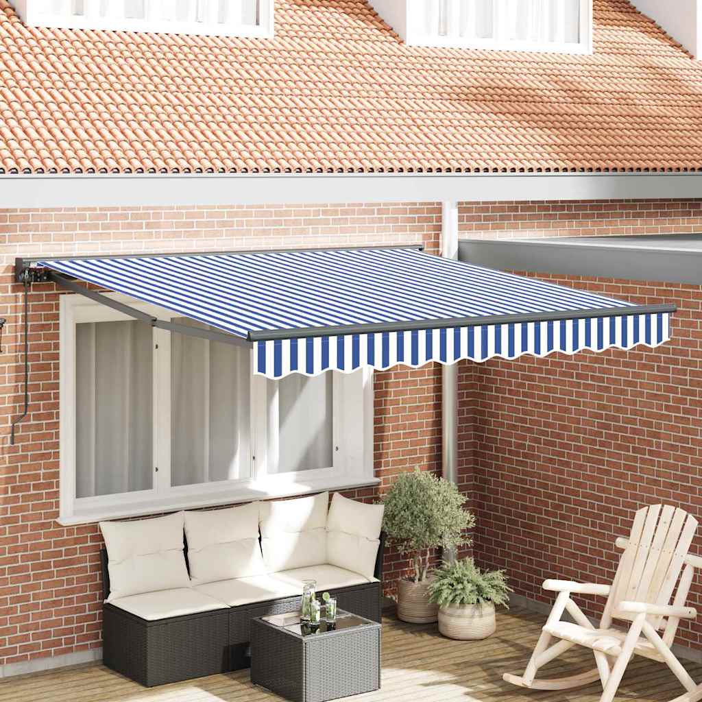 Vidaxl inklapbaar zonnescherm blauw en wit 300 x 250 cm