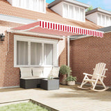 Vidaxl inklapbaar zonnescherm rood en wit 350 x 250 cm stof