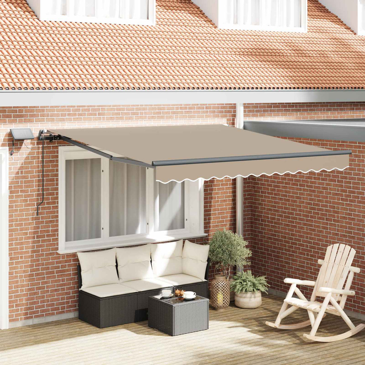 Vidaxl inklapbaar zonnescherm wit 350 x 250 cm stof