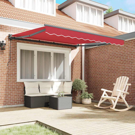 Vidaxl inklapbaar zonnescherm rood 350 x 250 cm polyester en metaal