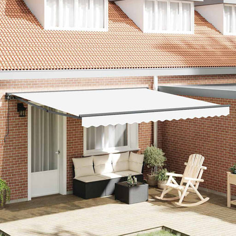 Vidaxl inklapbaar zonnescherm wit 400 × 300 cm polyester en metaal