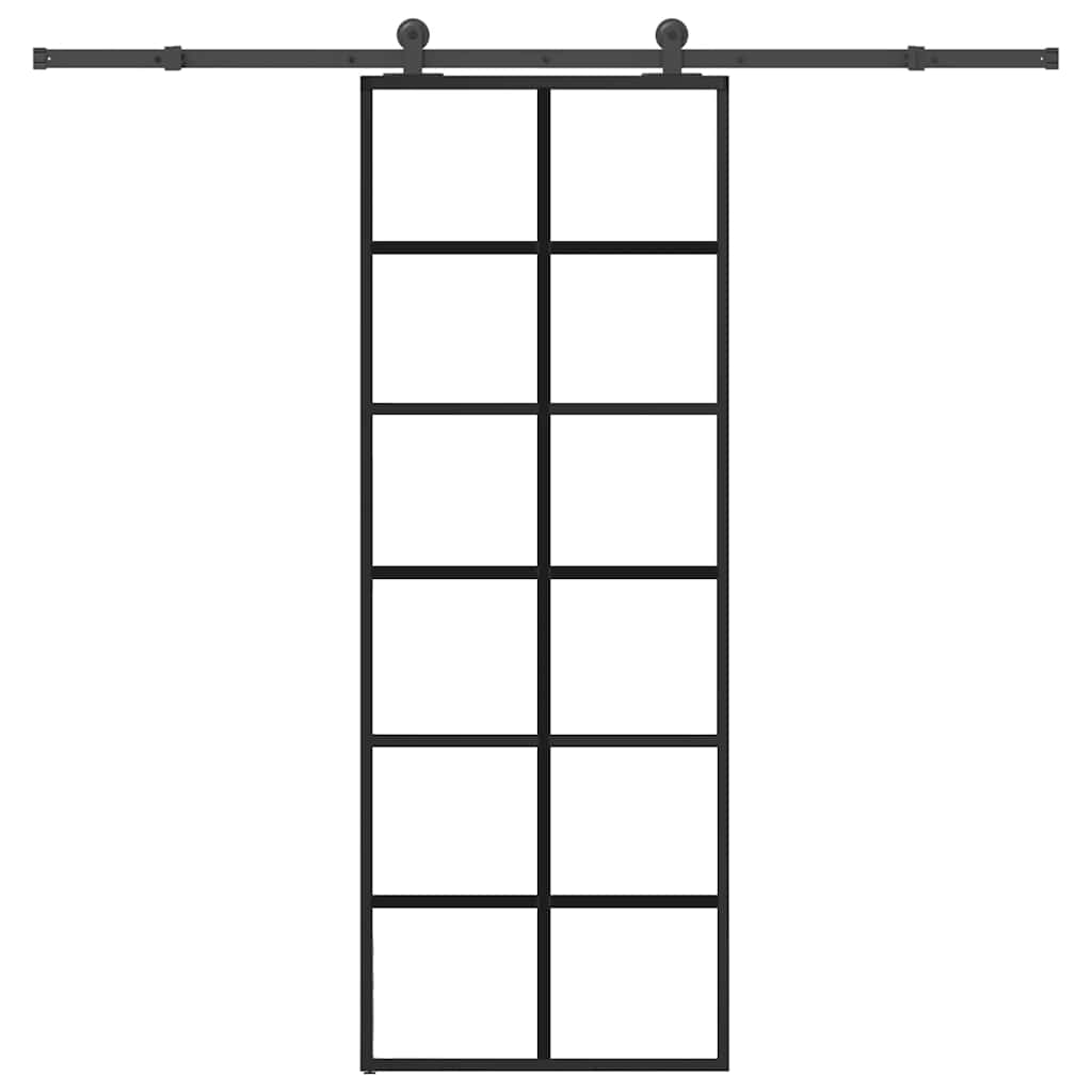 Vidaxl schuifdeur met beslag 76x205 cm esg-glas en aluminium