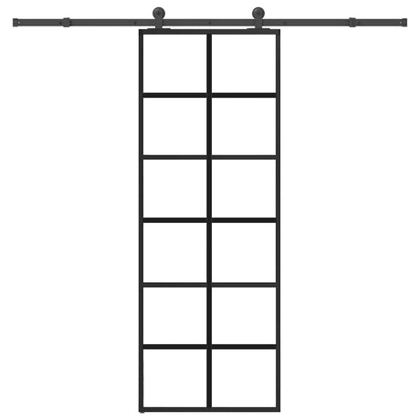 Vidaxl schuifdeur met beslag 76x205 cm esg-glas en aluminium