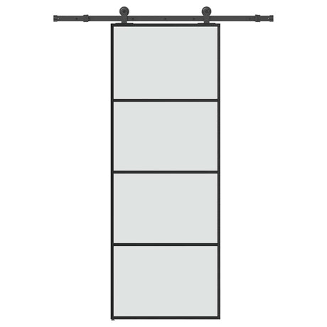 Vidaxl schuifdeur met beslag 76x205 cm esg-glas en aluminium