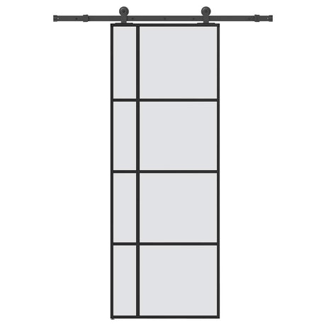 Vidaxl schuifdeur met beslag 76x205 cm esg-glas en aluminium