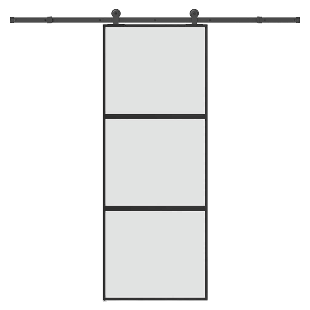 Vidaxl schuifdeur met beslag 76x205 cm gehard glas en aluminium