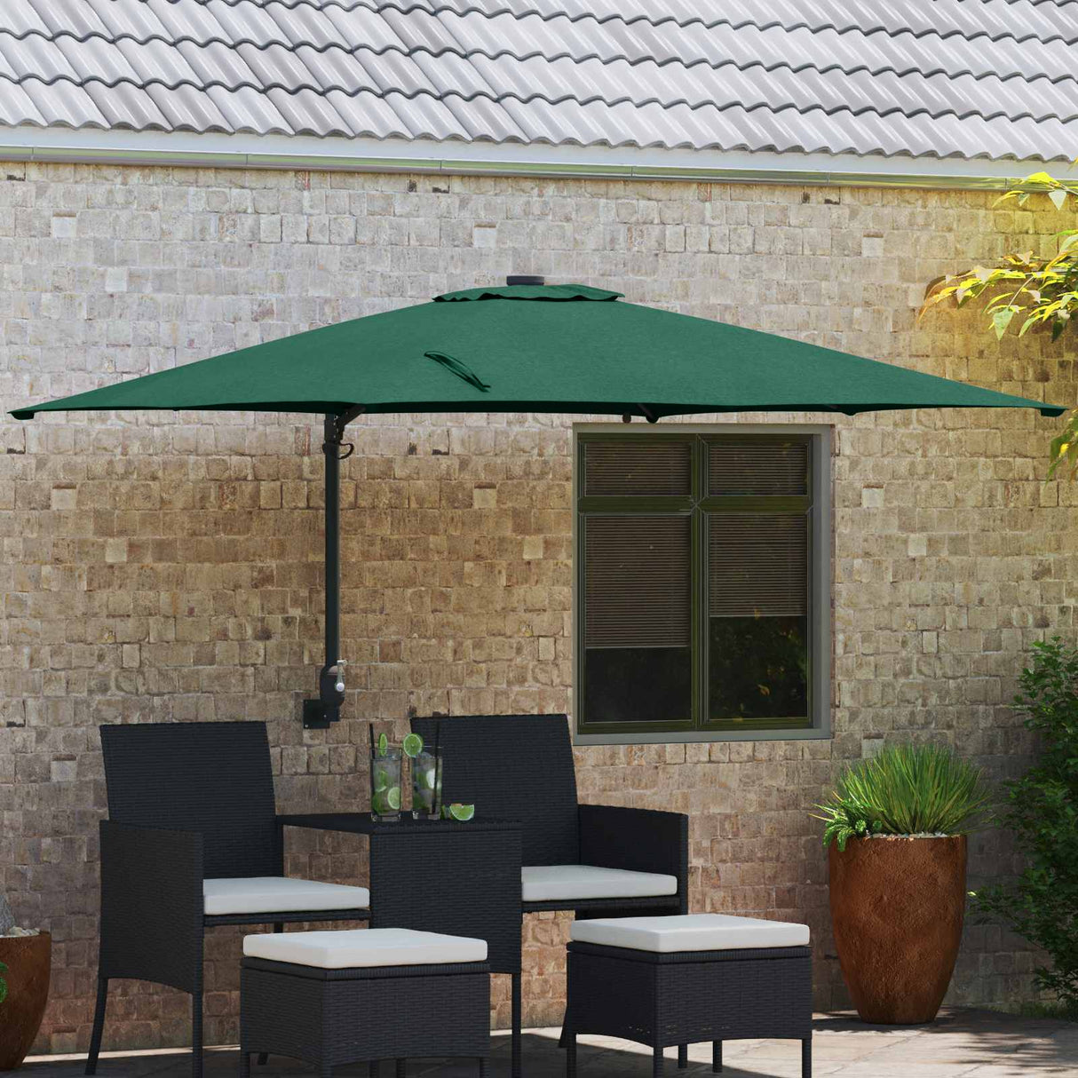 Vidaxl tuinparasol groen 248,5 x 247,5 x 160 cm polyester en staal