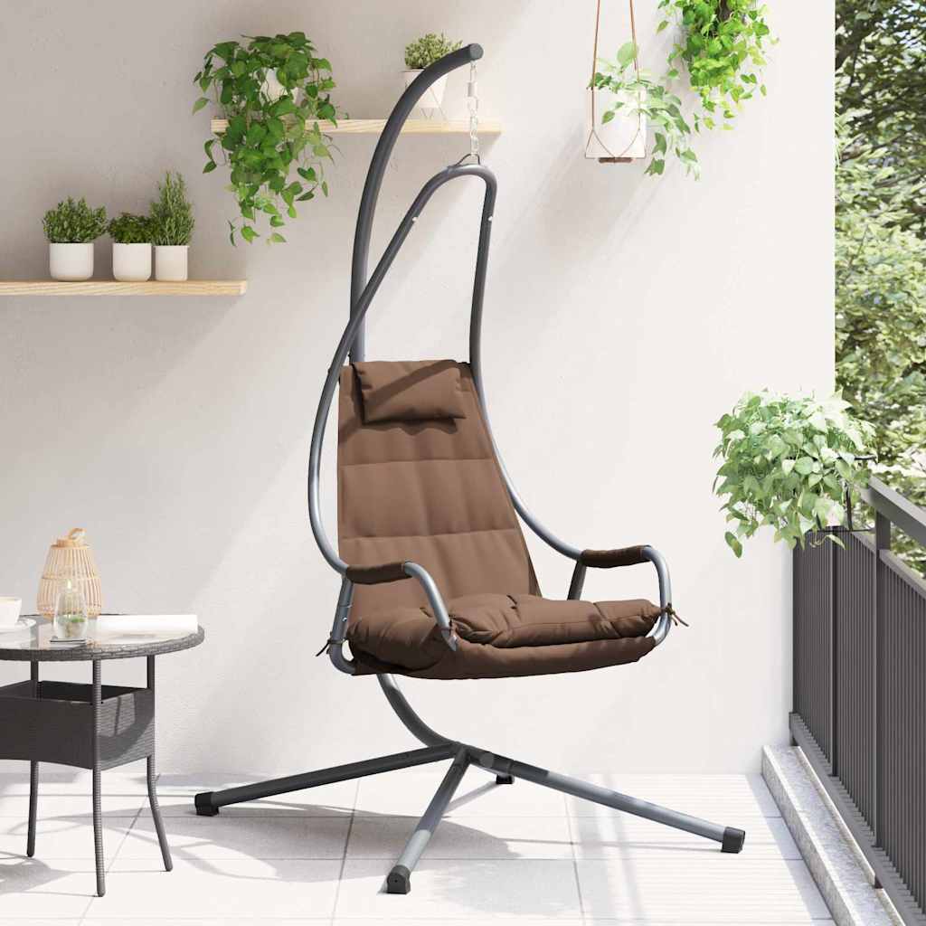 Vidaxl hangende ei-stoel koffiebruin 94 x 107 x 196,5 cm staal