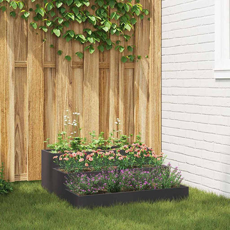 Vidaxl tuin bloempot zwart 90 x 90 x 35 cm koudgewalst staal