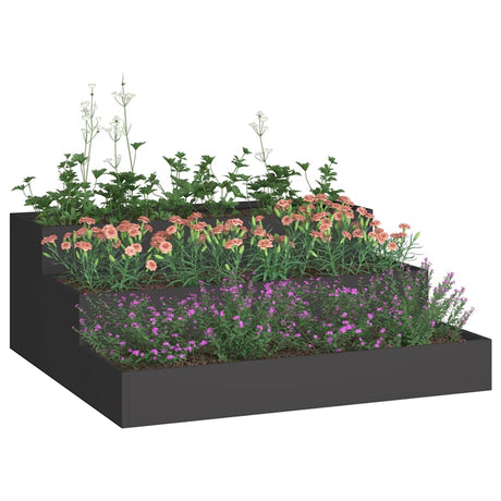 Vidaxl tuin bloempot zwart 90 x 90 x 35 cm koudgewalst staal