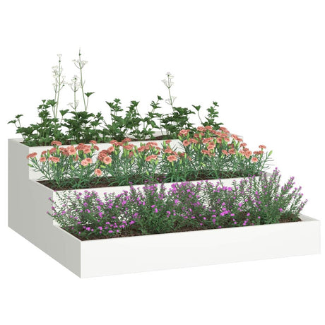 Vidaxl tuin bloempot wit 90 x 90 x 35 cm koudgewalst staal
