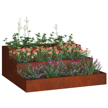 Vidaxl tuin bloempot roestig 90 x 90 x 35 cm cortenstaal