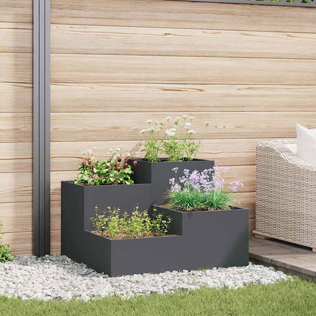 Vidaxl tuin bloempot antraciet 80 x 80 x 60 cm staal