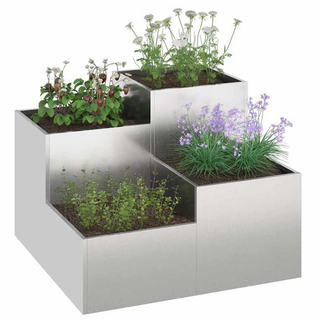 Vidaxl tuin bloempot zilver 100 x 100 x 60 cm roestvrij staal
