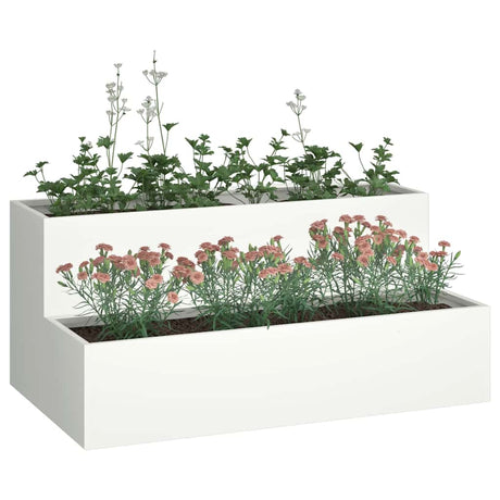 Vidaxl tuin bloempot wit 100 x 60 x 45 cm koudgewalst staal