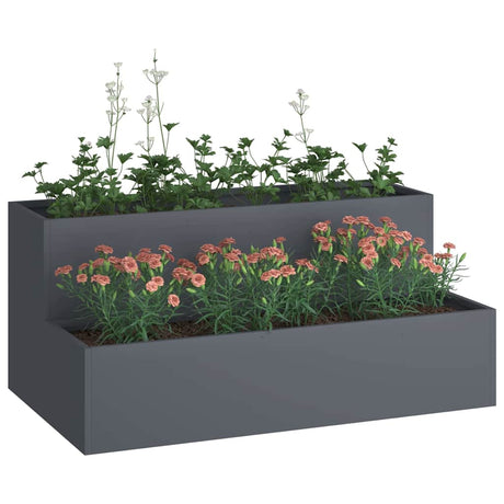 Vidaxl tuin bloempot antraciet 100 x 60 x 45 cm koudgewalst staal