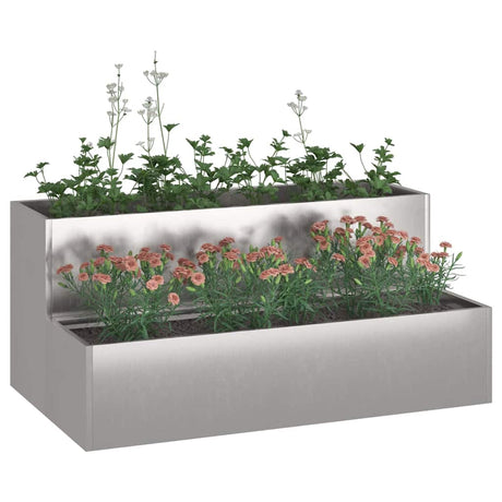 Vidaxl tuin bloempot zilver 100 x 60 x 45 cm roestvrij staal