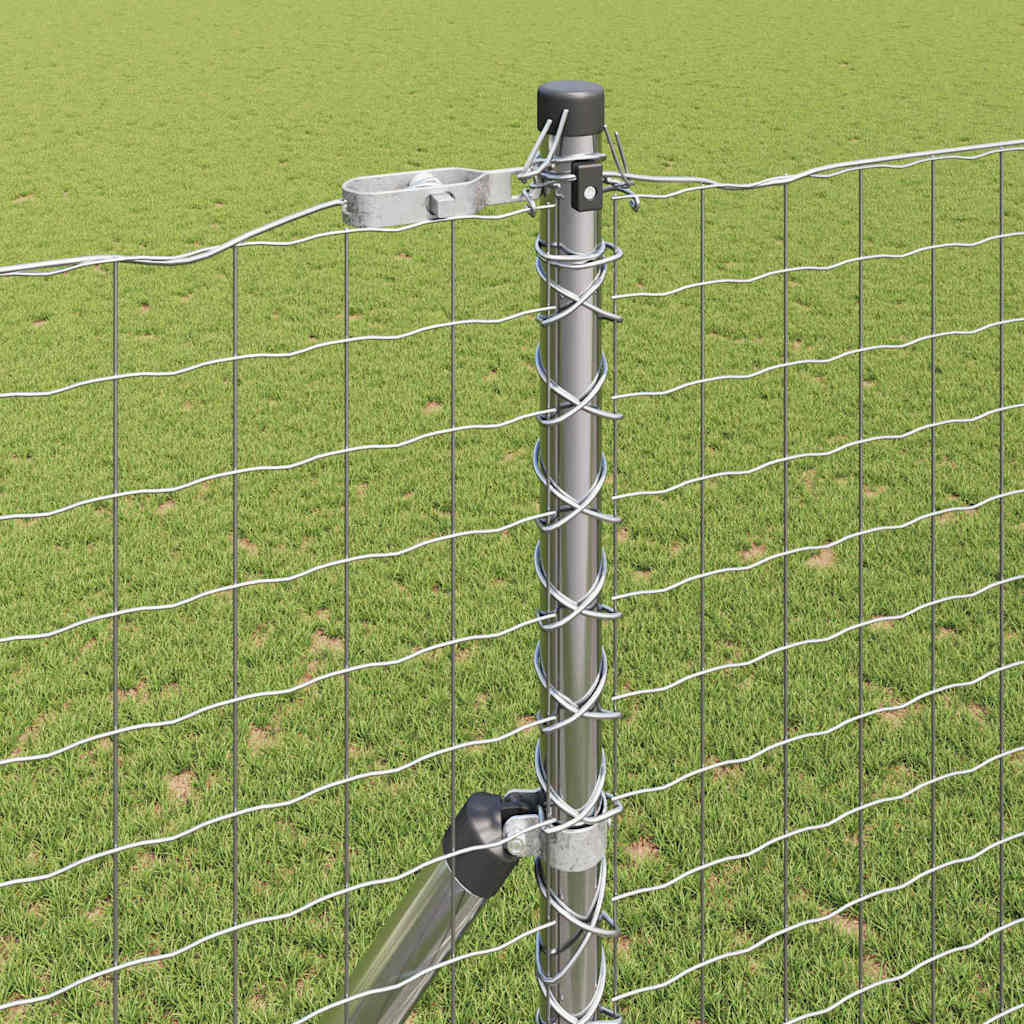 Vidaxl afrasteringspaal 7 pcs zilver staal