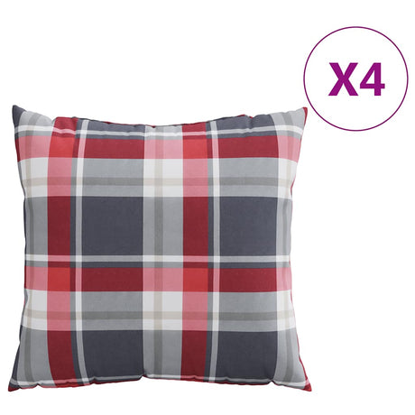 Vidaxl bankkussens 4 stuks rood geruit patroon 40x40 cm stof
