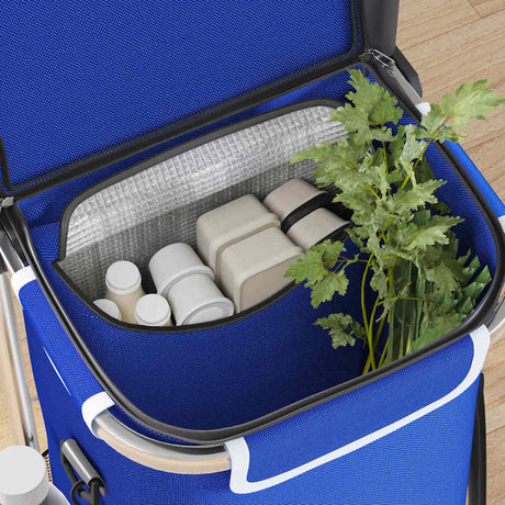 Vidaxl winkel trolley blauw 36,5 x 46,5 x 100,5 cm oxford stof