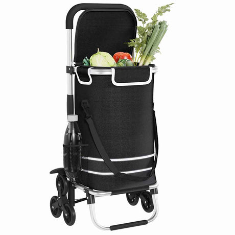 Vidaxl winkel trolley zwart 47 x 39 x 100,5 cm oxford stof