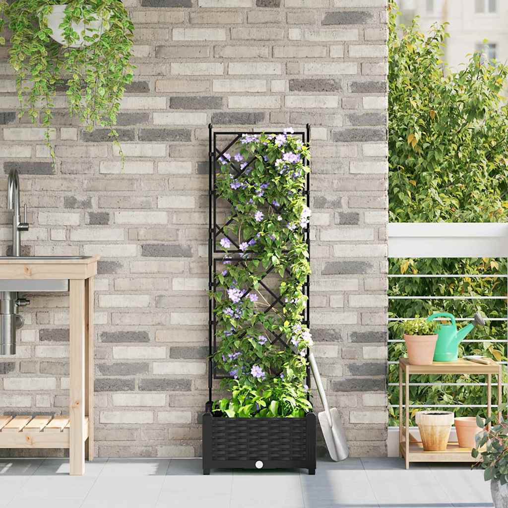 Vidaxl tuin bloempot zwart 40 x 40 x 125,5 cm staal