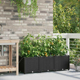 Vidaxl tuin bloempot 3 pcs zwart staal