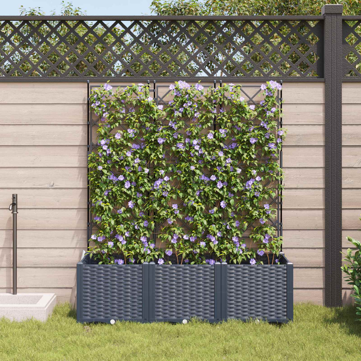 Vidaxl tuin bloempot 3 pcs grijs 120 x 40 x 143 cm staal