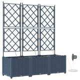 Vidaxl tuin bloempot 3 pcs grijs 120 x 120 x 142 cm staal