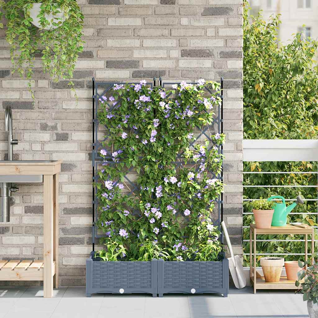 Vidaxl tuin bloempot 2 pcs licht grijs 80 x 40 x 125,5 cm staal